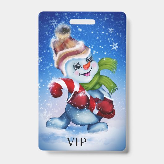Een vrolijke sneeuwman badge (Voorzijde)