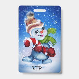 Een vrolijke sneeuwman badge