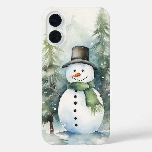 Een vrolijke sneeuwman die in een besneeuwde winte Case-Mate iPhone case (Achterkant)