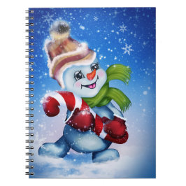Een vrolijke sneeuwman notitieboek