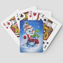 Een vrolijke sneeuwman pokerkaarten