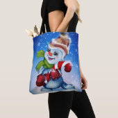 Een vrolijke sneeuwman tote bag (Dichtbij)