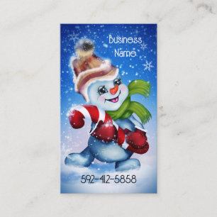 Een vrolijke sneeuwman     visitekaartje