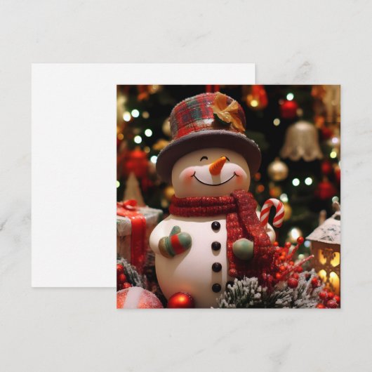Een vrolijke sneeuwman voor feesten kaart (Voorkant / Achterkant)