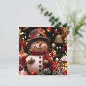 Een vrolijke sneeuwman voor feesten kaart (Staand voorkant)