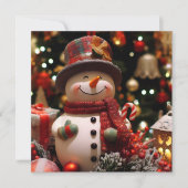 Een vrolijke sneeuwman voor feesten kaart (Voorkant)
