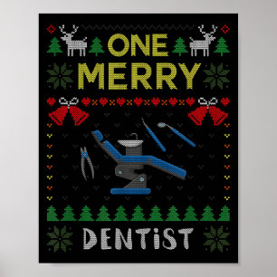 Een vrolijke tandarts tandarts lelijk kerst zwem poster