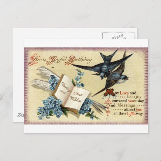 Een vrolijke verjaardag  1913 Repro Briefkaart (Voorkant / Achterkant)