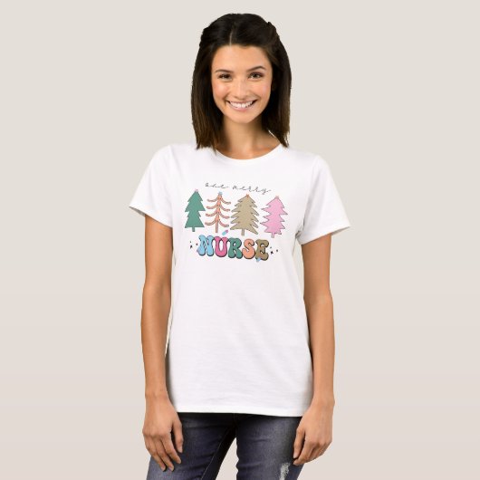 Een vrolijke verpleegster Fun Christmas Women's T-shirt (Voorkant volledig)
