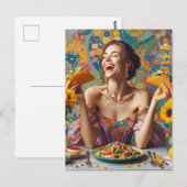Een vrolijke vrouw met taco's briefkaart (Voorkant / Achterkant)