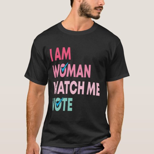 Een vrouw Bekijk mij Stem Grappige Feministische G T-shirt (Voorkant)