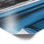 Een vrouw die afwas in een blauwe keuken. foto afdruk (Hoek)