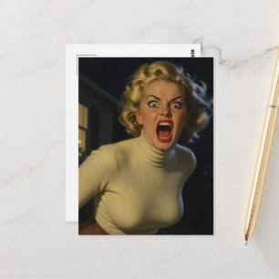 Een vrouw die boos is briefkaart