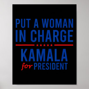 Een vrouw die de leiding heeft over Kamala Harris Poster
