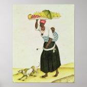 Een vrouw die een dienblad met fruit op haar hoofd poster (Voorkant)