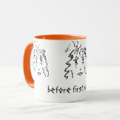 Een vrouw die een koffiezetapparaat nodig heeft. mok (Voorkant links)