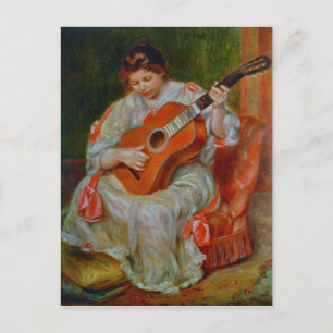 Een vrouw die gitaar speelt - Pierre-Auguste Renoi Briefkaart
