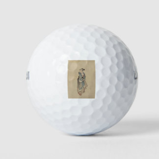 Een vrouw die - Hokusai Katsushika - 1850 Golfballen