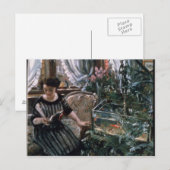 Een vrouw die in de buurt van een Goldfish Tank le Briefkaart (Voorkant / Achterkant)