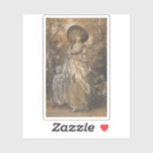 Een vrouw die in een tuin loopt met een kind sticker (Vel)