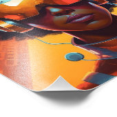 Een vrouw die kleurrijke kleding en een zonnebril  foto afdruk (Hoek)