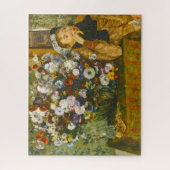 Een vrouw die naast een Vase van Bloemen Degas 186 Legpuzzel (Verticaal)