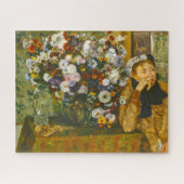 Een vrouw die naast een Vase van Bloemen Degas 186 Legpuzzel (Horizontaal)