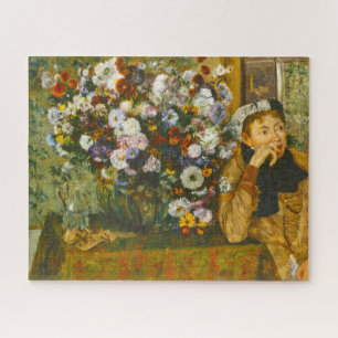 Een vrouw die naast een Vase van Bloemen Degas 186 Legpuzzel