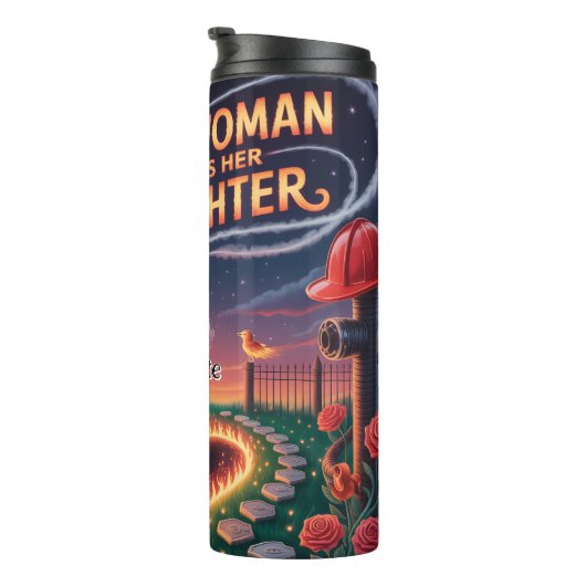 Een vrouw die van haar brandweerman houdt thermosbeker (Geroteerd rechts)