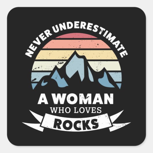 Een vrouw die van Rocks Geology Gift houdt Vierkante Sticker (Voorkant)