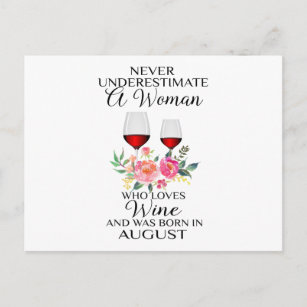 Een vrouw die van wijn houdt, geboren in augustus briefkaart