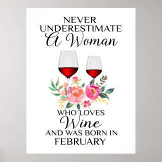 Een vrouw die van wijn houdt, geboren in februari poster