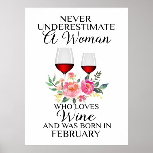 Een vrouw die van wijn houdt, geboren in februari poster (Voorkant)