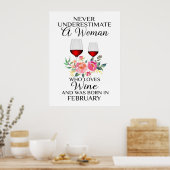 Een vrouw die van wijn houdt, geboren in februari poster (Keuken)