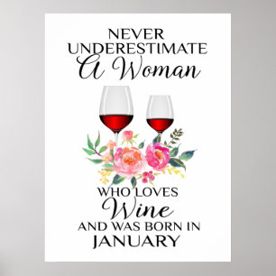 Een vrouw die van wijn houdt, geboren in januari poster
