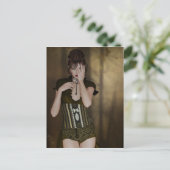 Een vrouw die wacht: Digitale portret Gothic Art-k Briefkaart (Staand voorkant)