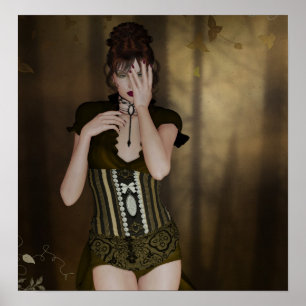 Een vrouw die wacht: Digitale portret Gothische Ku Poster