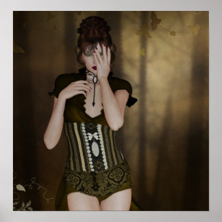 Een vrouw die wacht: Digitale portret Gothische Ku Poster