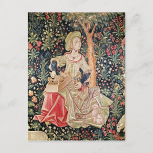 Een vrouw draaien briefkaart