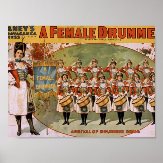 Een Vrouw Drummer, 'Aankomst van drummer Girls' Poster (Voorkant)