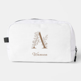 Een vrouw – Elegant bloemmotief-monogram gouden ma Toilettasje
