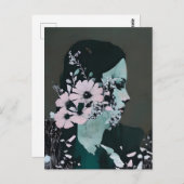 Een vrouw en bloemen Abstracte Collage Briefkaart (Voorkant / Achterkant)