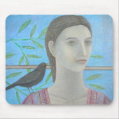Een vrouw en een Blackbird zijn één Muismat (Voorkant)
