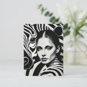 Een vrouw en een zebra briefkaart (Staand voorkant)