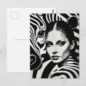 Een vrouw en een zebra briefkaart (Voorkant / Achterkant)