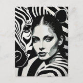 Een vrouw en een zebra briefkaart (Voorkant)