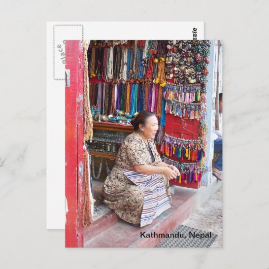 Een vrouw en haar kralenwinkel briefkaart (Voorkant / Achterkant)