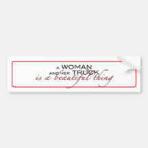 Een vrouw en haar vrachtwagen... Numbersticker.