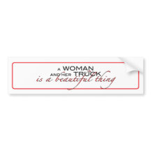 Een vrouw en haar vrachtwagen... Numbersticker.