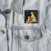Een vrouw en haar zoon vierkante button 5,1 cm (In situ)